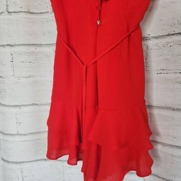 Saints + Secrets Red Ruffle Sleeveless Mini Dress Womens Size Small - Picture 7 of 14